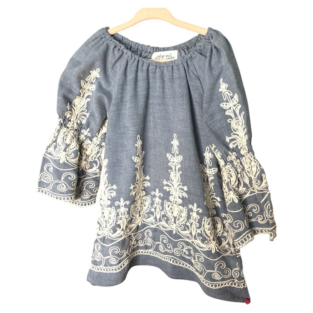 Indigo Soul Girls Chambray Embroidered Tunic size 6 - Picture 3 of 4
